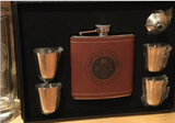 Leather Wrapped Stainless Steel Flask Gift Set